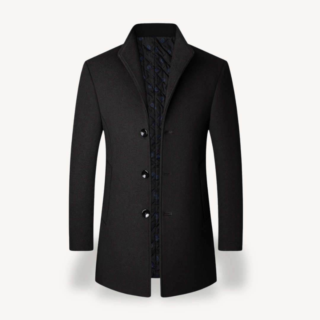 Men’s Grey Wool Blend Overcoat Formal Jacket | Loravelle