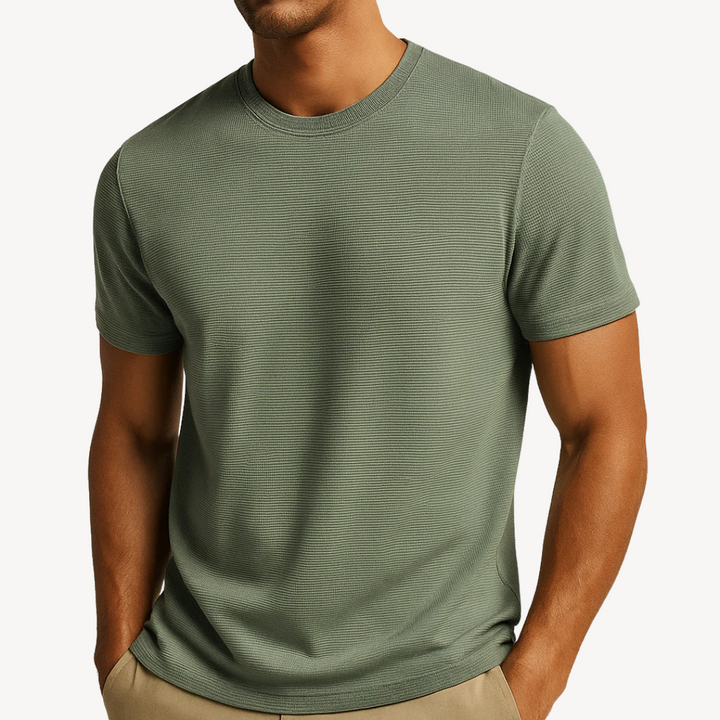 Waffle Knit Crewneck T-Shirt Men | Loravelle