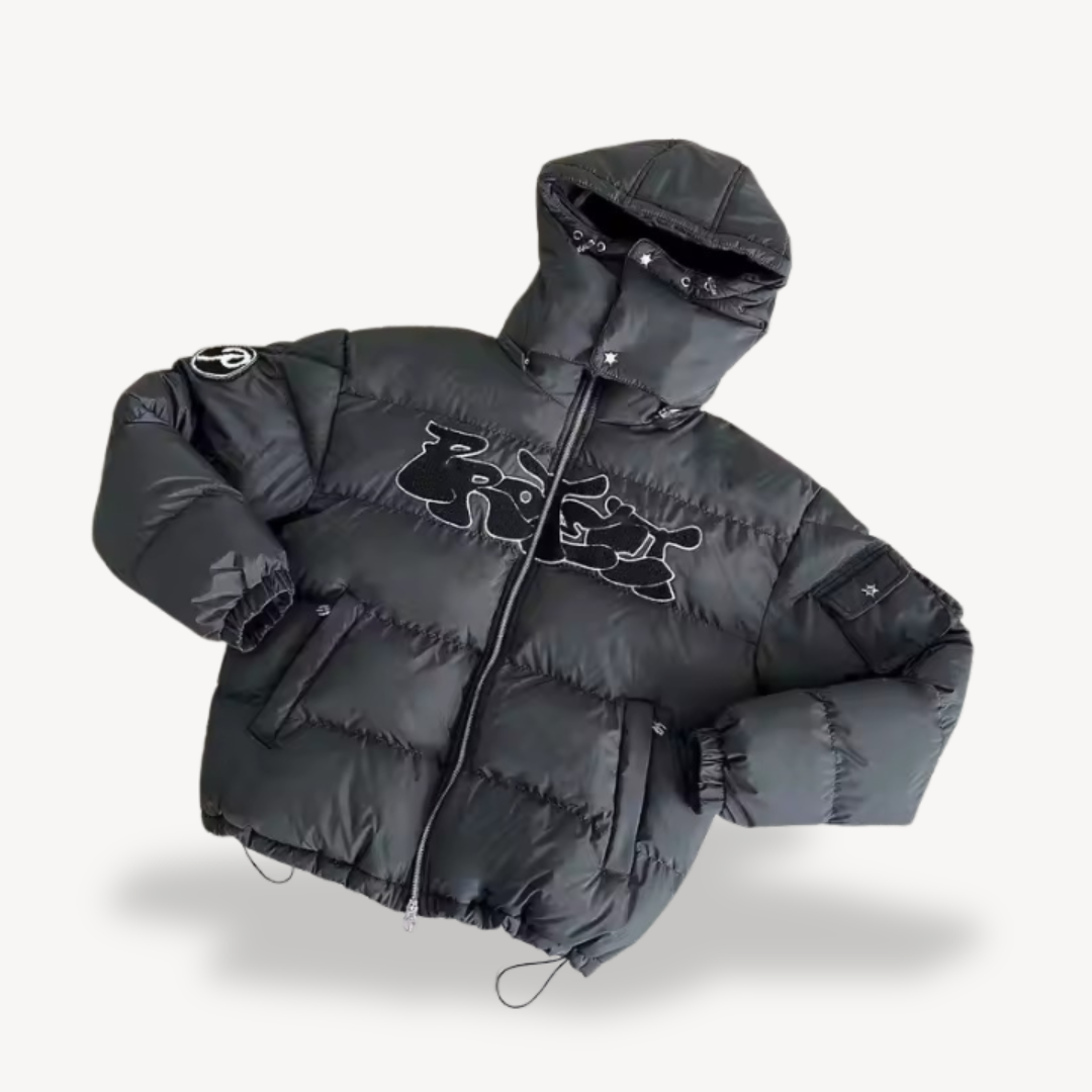 Men's Graphic Hooded Puffer Jacket | Loravelle