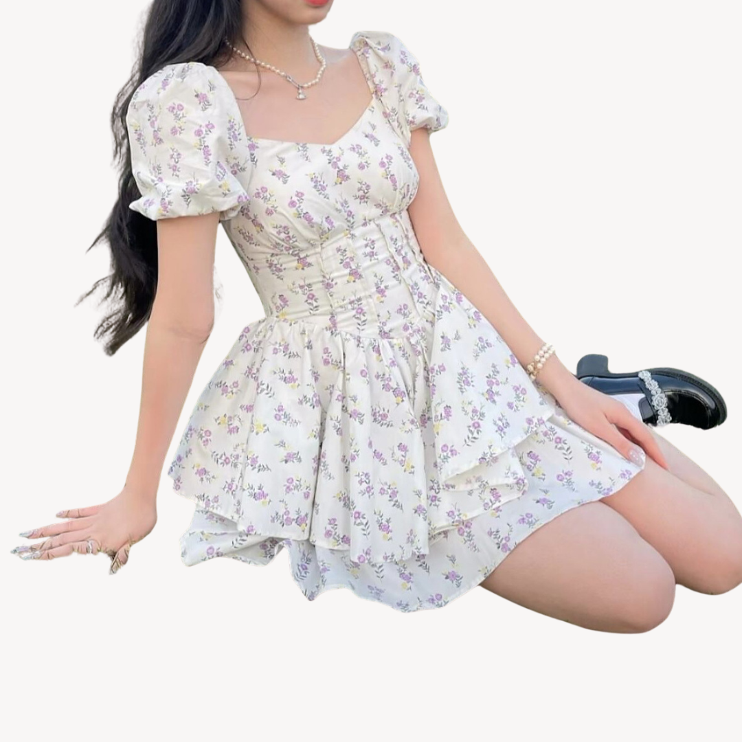 Loravelle | Women's Floral Cotton Ruffle Mini Dress