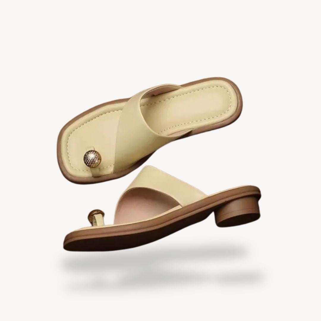 Orthopedic Square Toe Leather Sandals Women | Loravelle