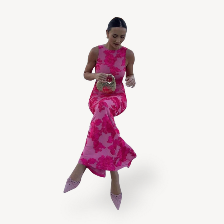 Women’s Floral Print Satin Maxi Dress | Loravelle