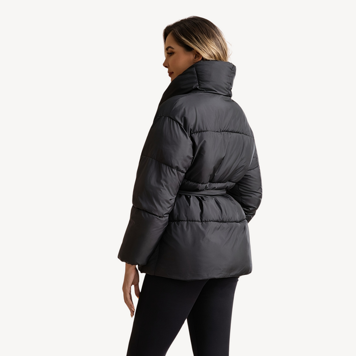 Women's Puffer Jacket with Belt | Loravelle