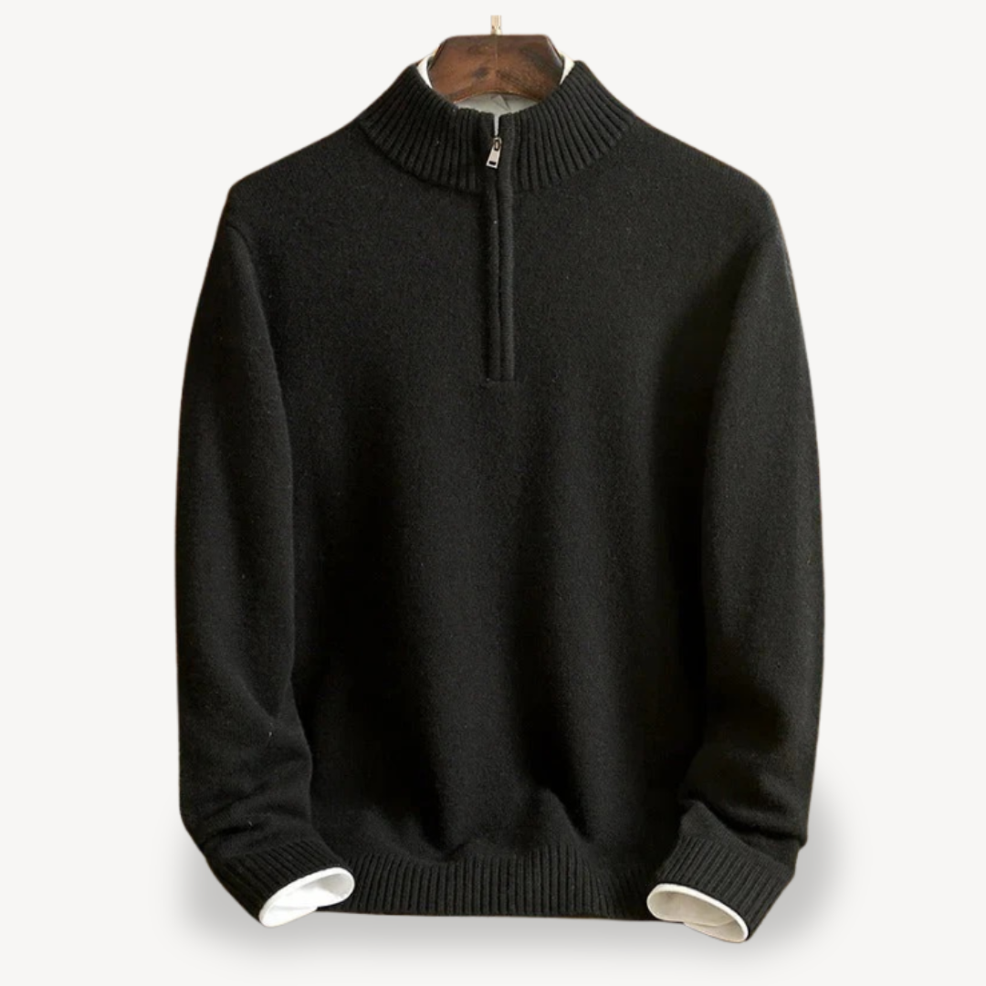 Quarter Zip High Neck Knit Sweater Men | Loravelle