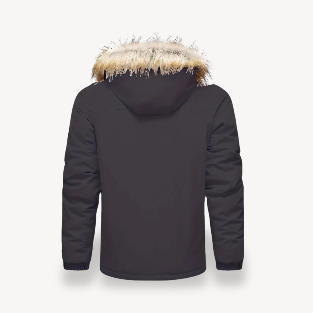 Men's Insulated Puffer Jacket with Detachable Faux Fur Hood | Loravelle
