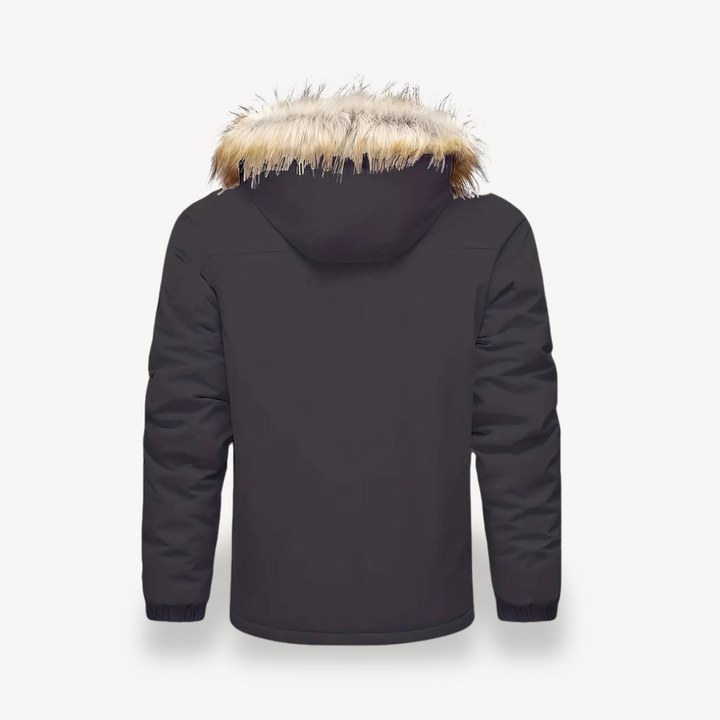 Men's Insulated Puffer Jacket with Detachable Faux Fur Hood | Loravelle