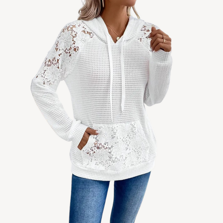 White Lace Hoodie for Women | Loravelle