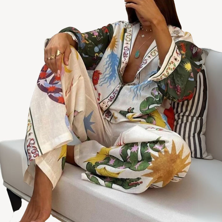Women's Printed Cotton Lounge Set | Loravelle