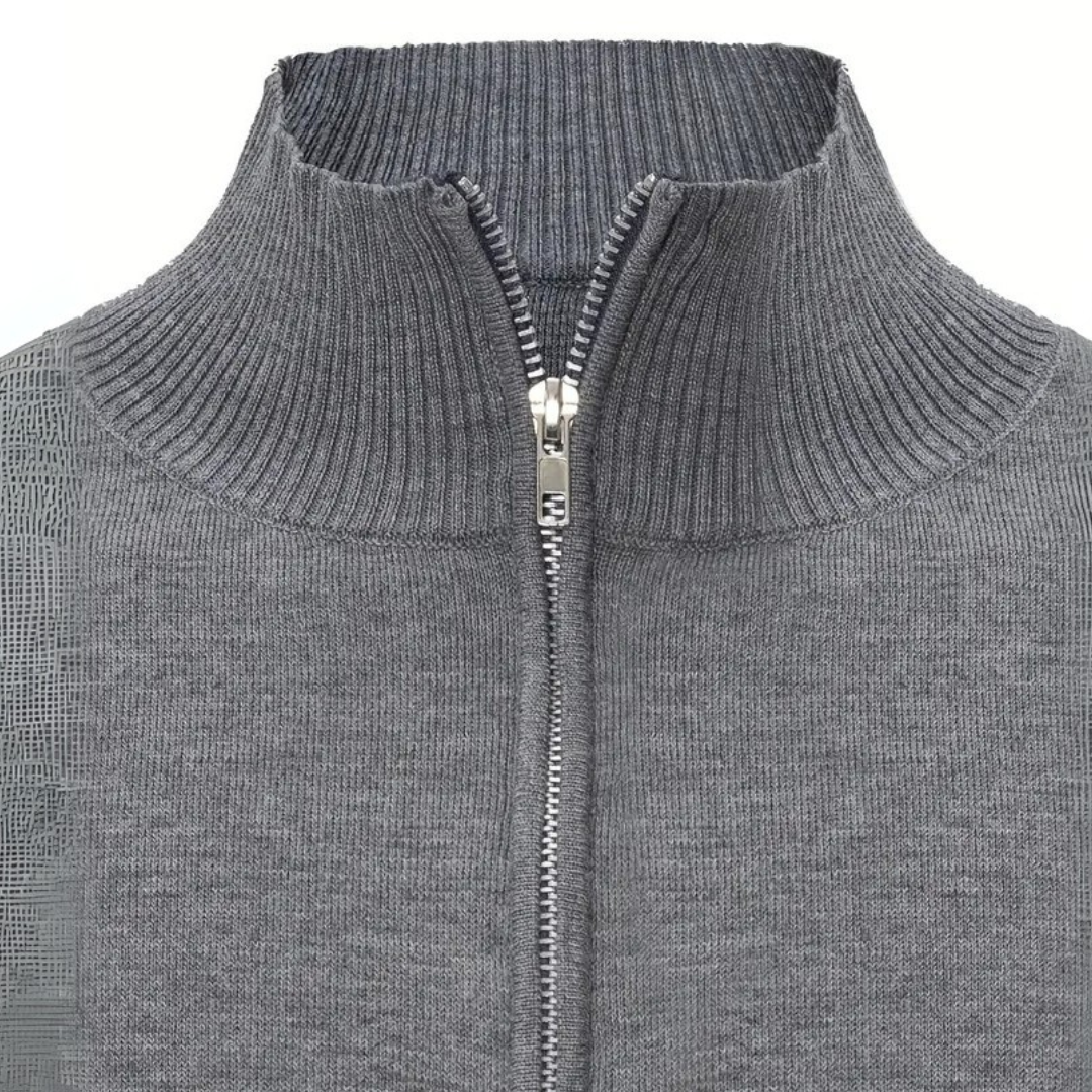 Men's Gray 1/4 Zip Knit Sweater | Loravelle