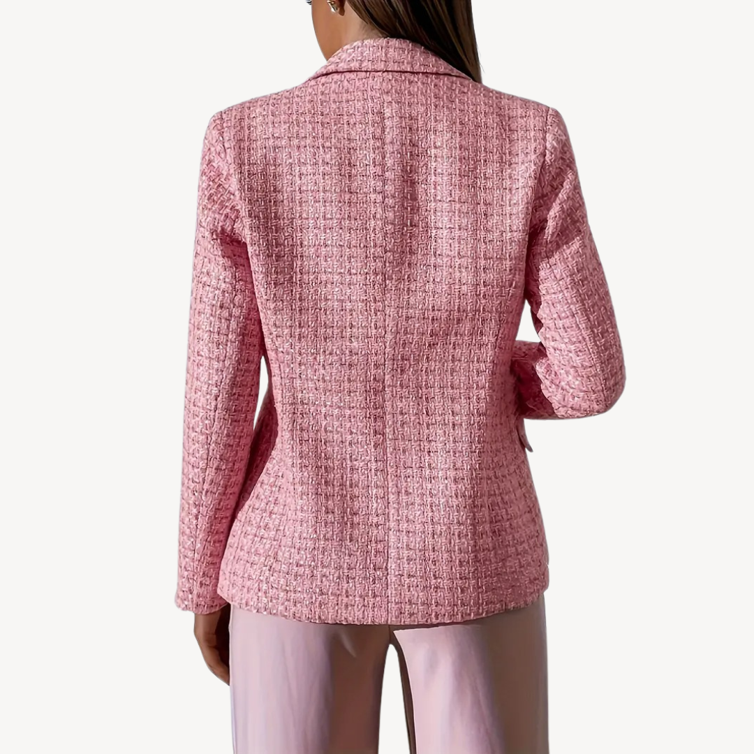 Plus Size Women's Double-Breasted Tweed Blazer | Loravelle