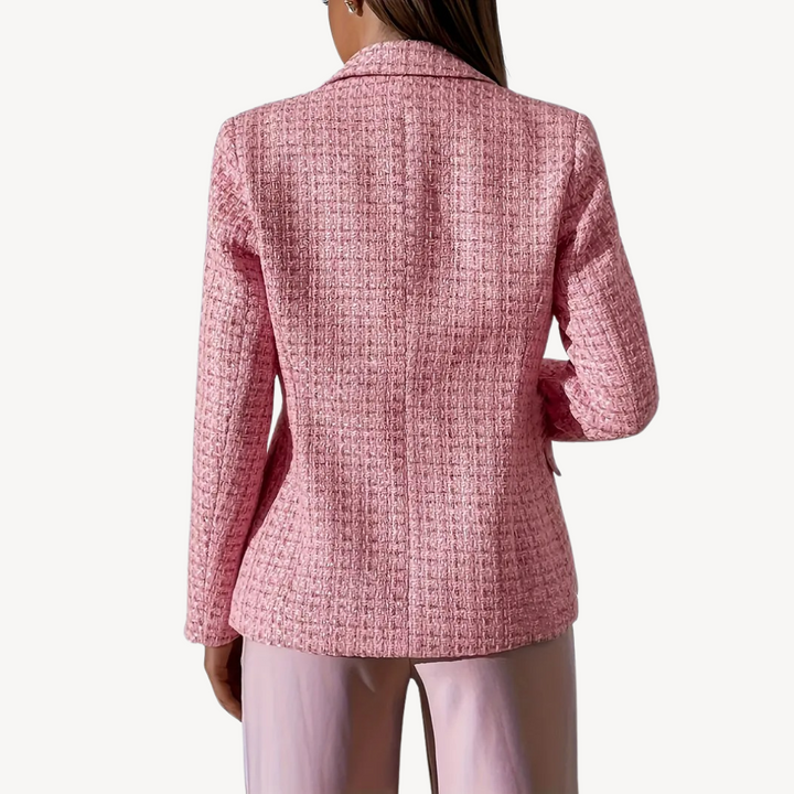 Plus Size Women's Double-Breasted Tweed Blazer | Loravelle