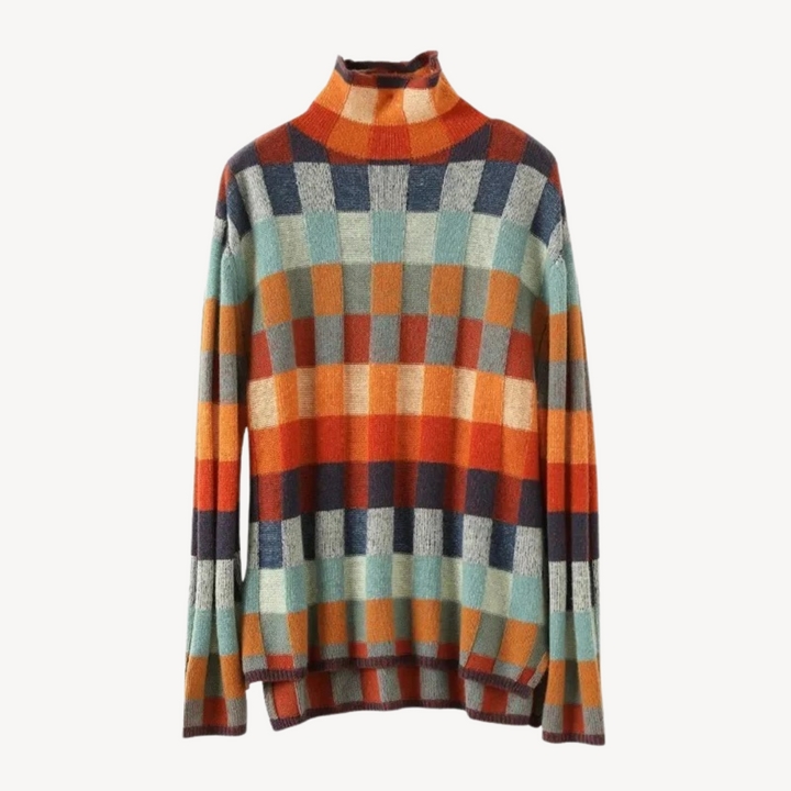 Multi-Color Checkered Knit Sweater Women | Loravelle