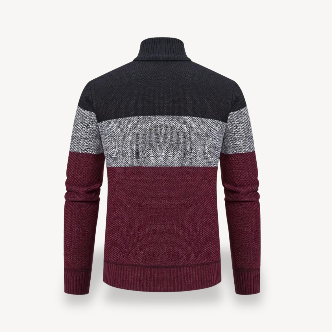 Men's Color Block Knit Zipper Cardigan Sweater | Loravelle