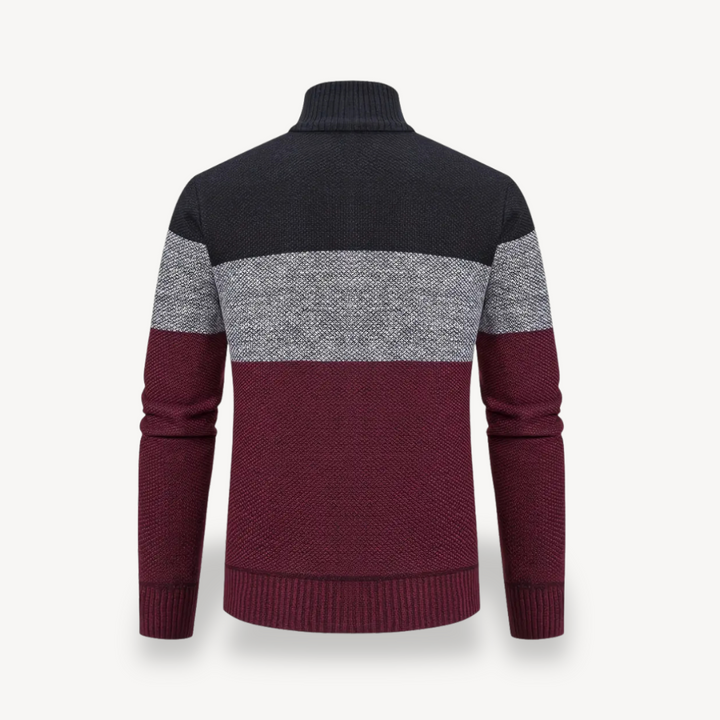 Men's Color Block Knit Zipper Cardigan Sweater | Loravelle