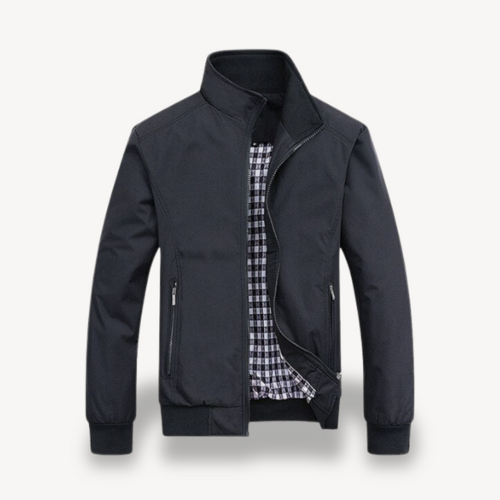 Men's Zip-Up Bomber Jacket with Check Lining | Loravelle
