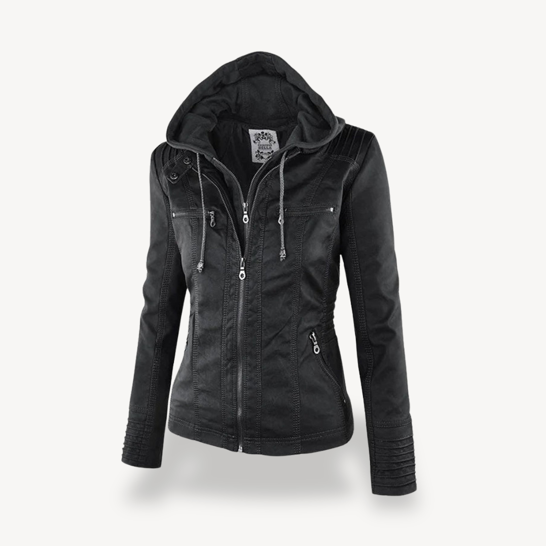 Women's Waterproof Leather Hooded Jacket | Loravelle