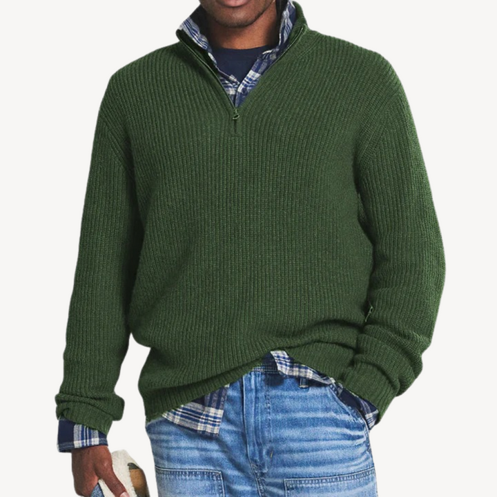 Men’s Half-Zip Cotton Sweater | Loravelle