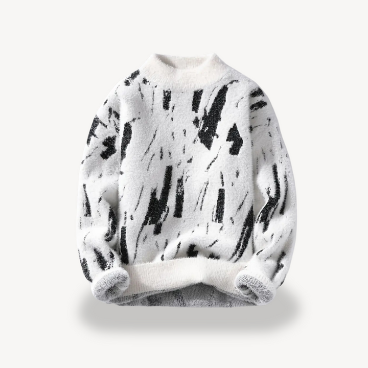 Men's Abstract Fuzzy Knit Sweater | Loravelle