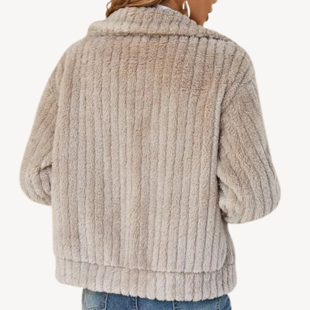 Women's Plush Fleece Zip-Up Cardigan | Loravelle