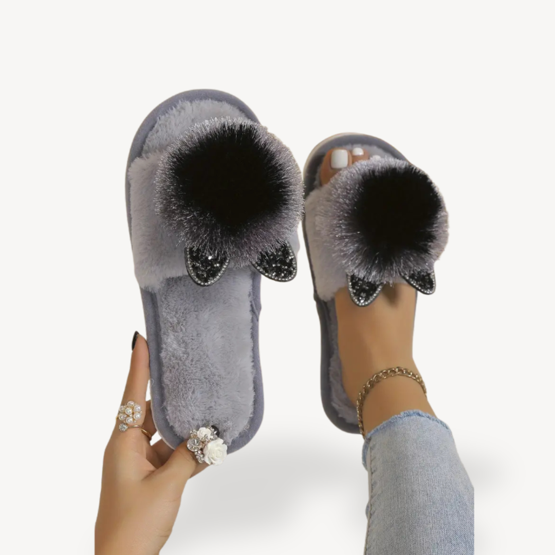 Women's Orthopedic Fluffy Pom Pom House Slippers | Loravelle