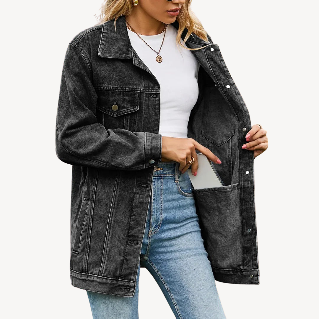 Denim Button-Up Jacket for Women | Loravelle