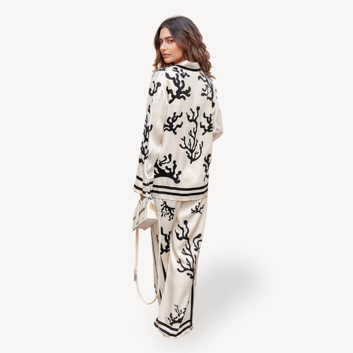 Coral Print Pajama Set Women | Loravelle