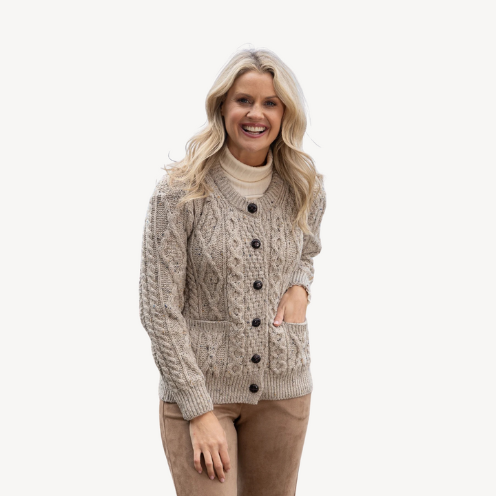 Wool Blend Cable Knit Cardigan for Women | Loravelle