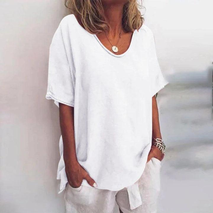 Women's Loose Linen Blend T-Shirt | Loravelle