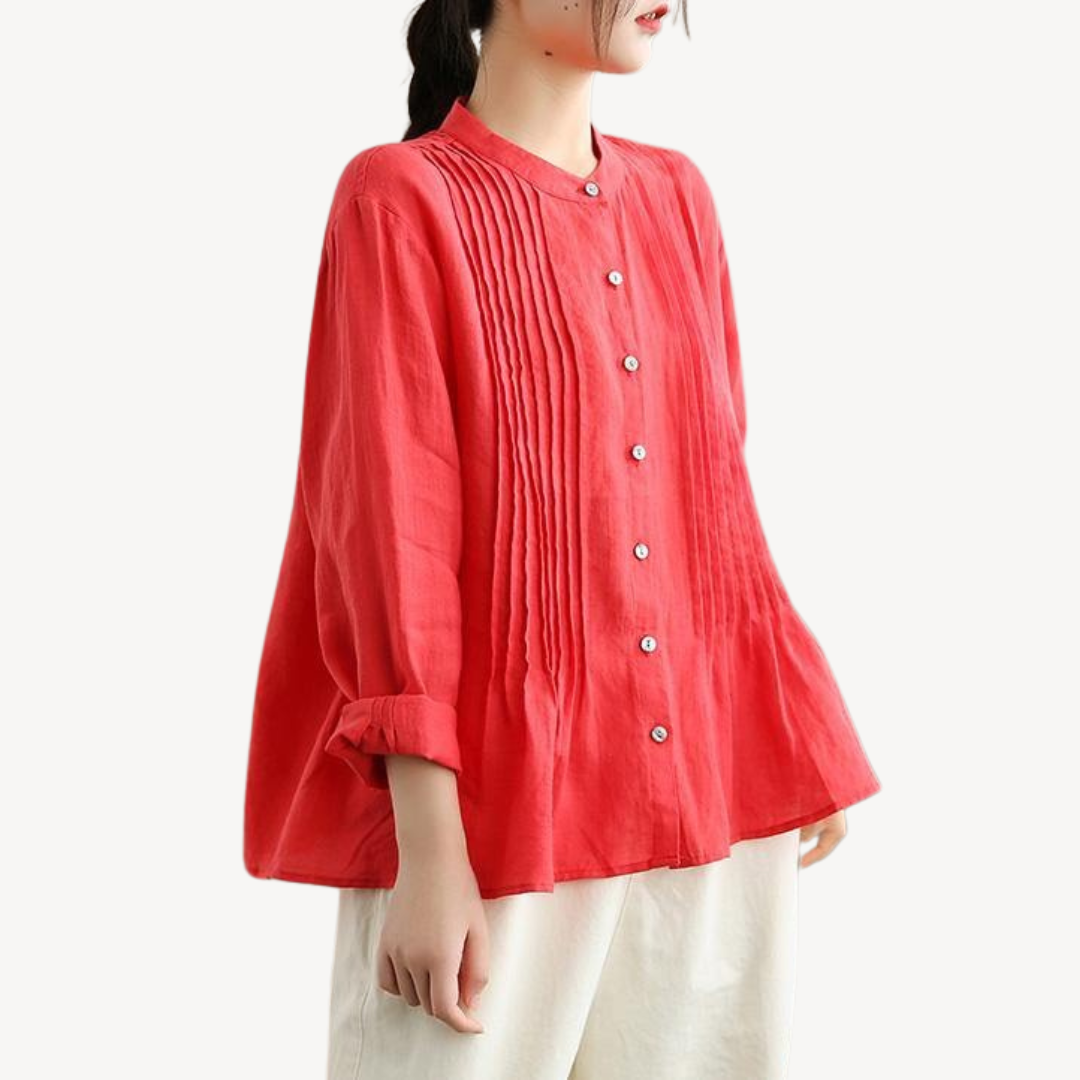 Women's Pleated Linen Blouse | Loravelle