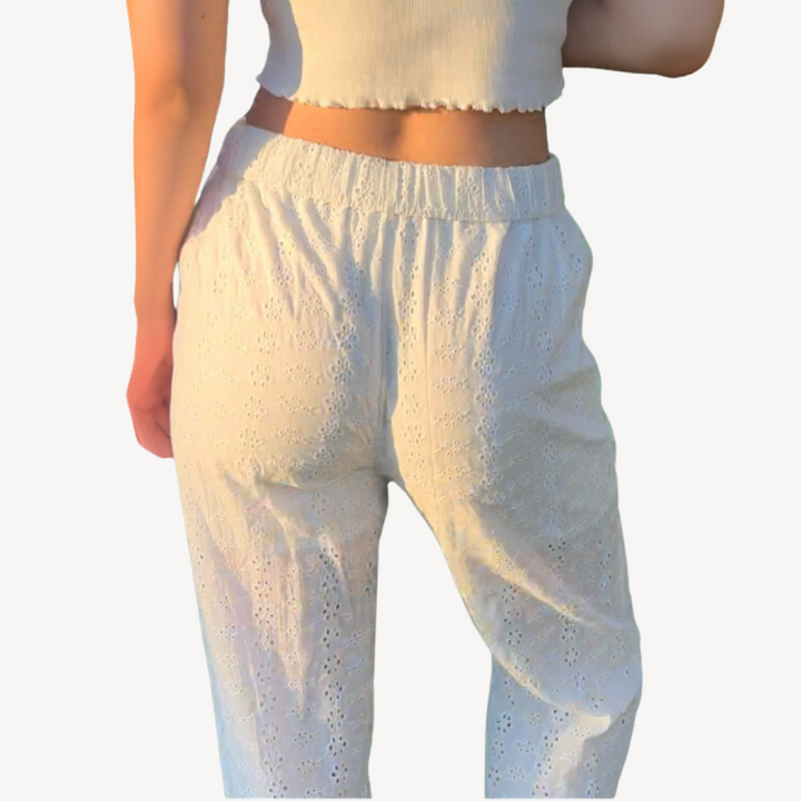 Women’s Summer Eyelet Cotton Pants | Loravelle