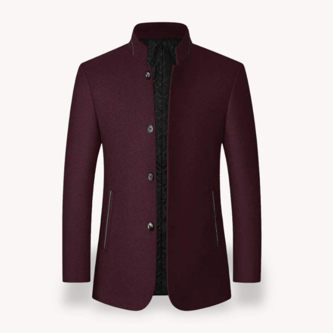 Wool Blend Stand Collar Coat Men | Loravelle