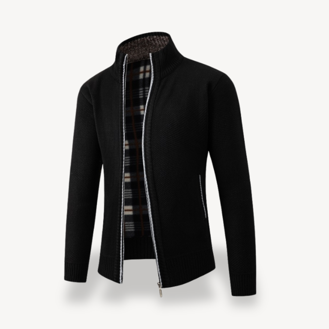 Men's Sherpa Lined Full Zip Cardigan Sweater | Loravelle