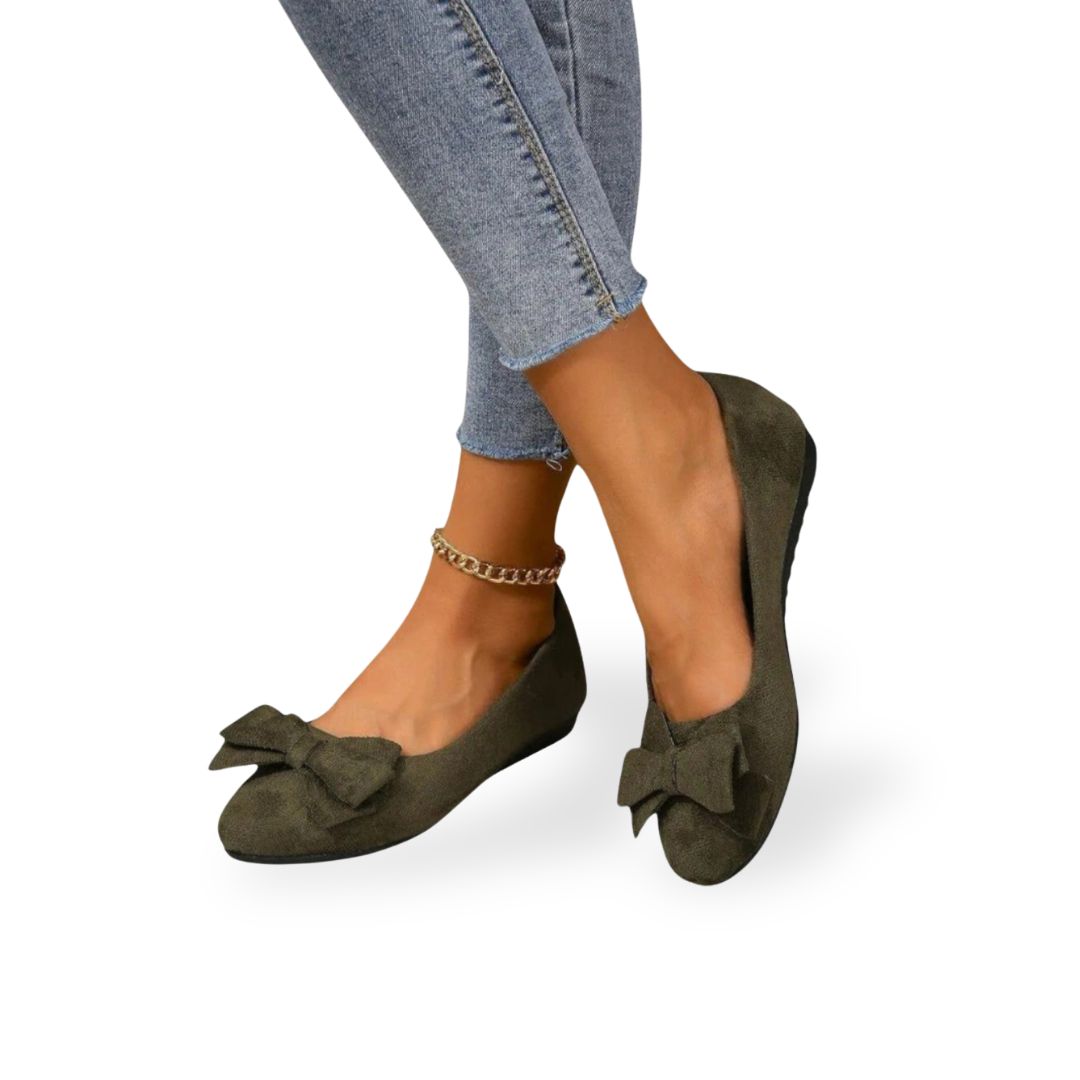 Suede Bow Orthopedic Flats Women | Loravelle
