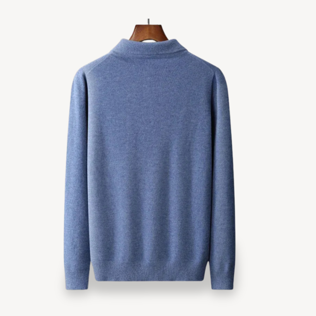 Long Sleeve Knit Polo Sweater Men | Loravelle