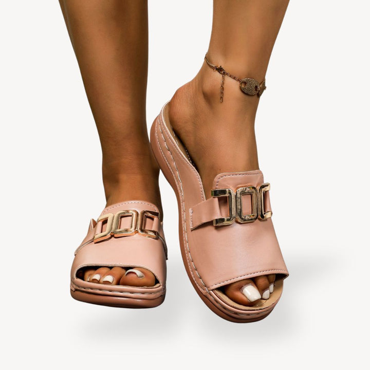 Orthopedic Buckle Flat Sandals Women | Loravelle