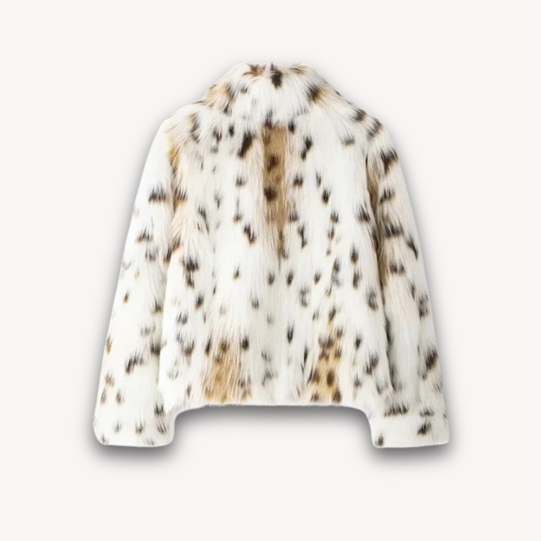 Loravelle | Women's Faux Fur Coat - Leopard Print - Soft Winter Outerwear