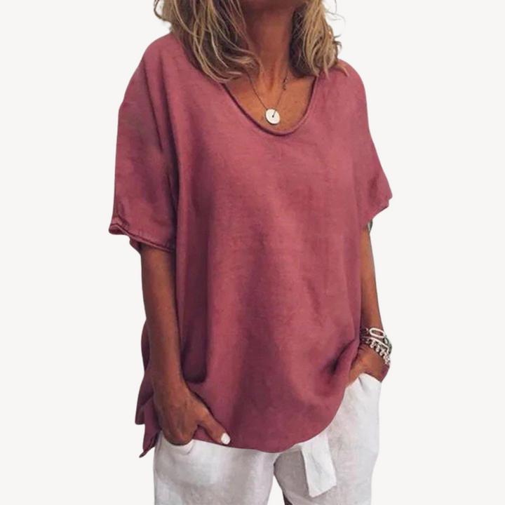 Cotton Blend Loose T-Shirt Women | Loravelle