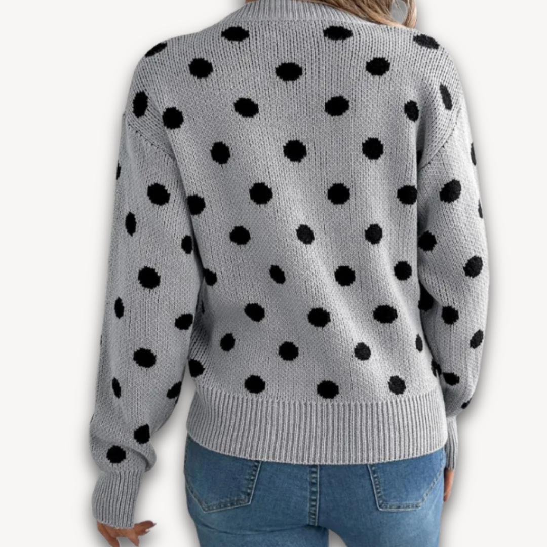 Loravelle | Women's Polka Dot Knit Sweater - Soft Acrylic Blend, Casual and Stylish