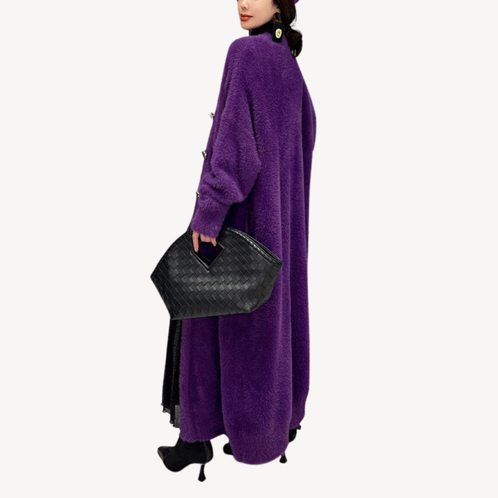 Women’s Long Purple Fuzzy Coat | Loravelle