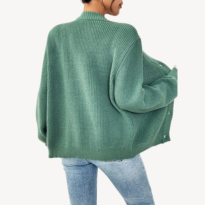 Women's V-Neck Drop Shoulder Cardigan Sweater | Loravelle