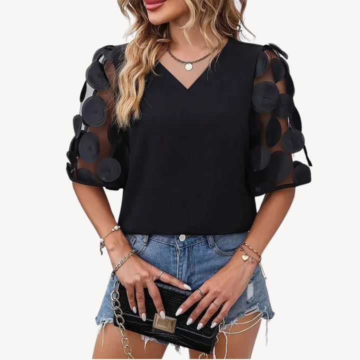 Mesh Floral Puff Sleeve Blouse Women | Loravelle