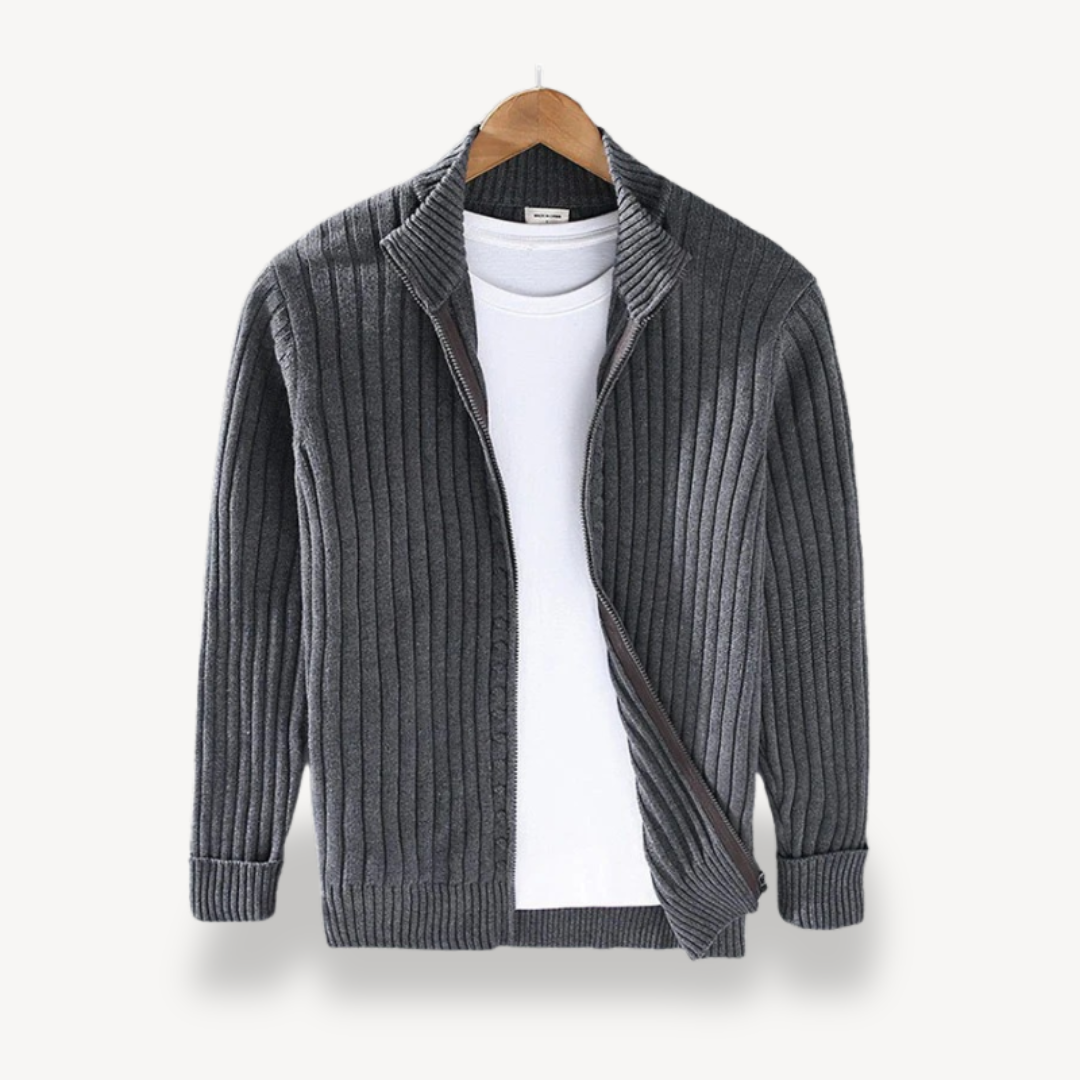 Striped Knit Zip Cardigan Men | Loravelle