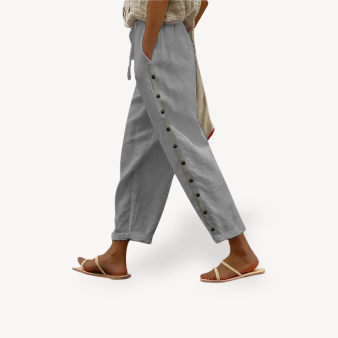 Women's Casual Button-Detail Trousers | Loravelle