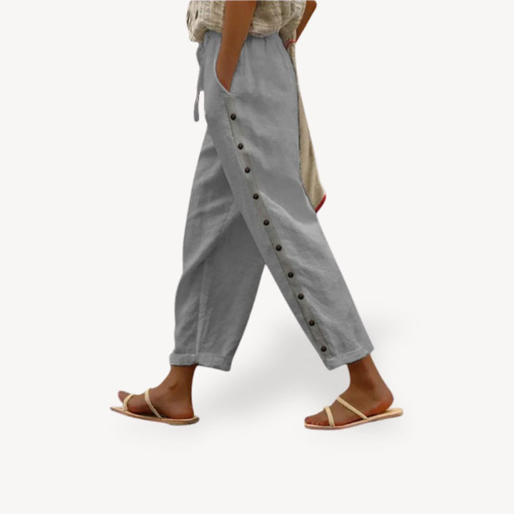 Women's Casual Button-Detail Trousers | Loravelle