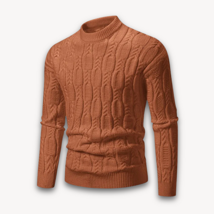 Loravelle Men's Cable Knit Crewneck Sweater - Soft Cotton Blend