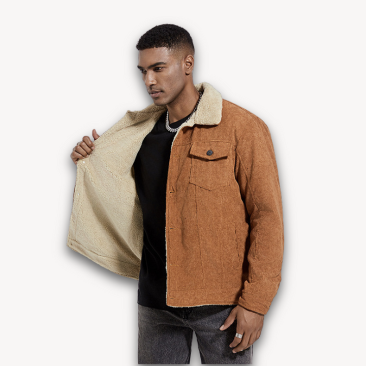 Loravelle | Men's Corduroy Sherpa-Lined Jacket - Winter Warm Casual Coat