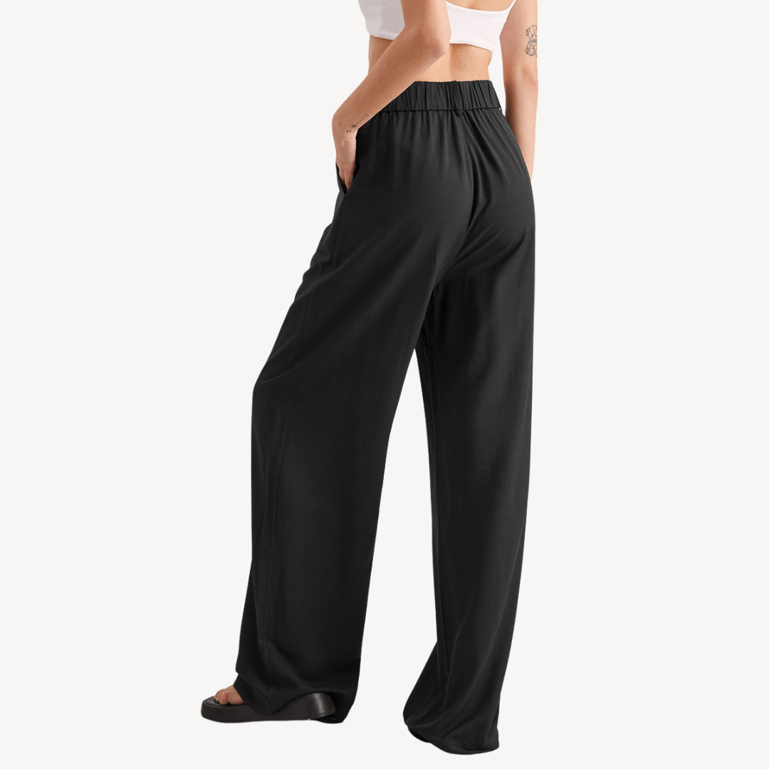 Women's Polyester Pleated Wide Leg Pants | Loravelle