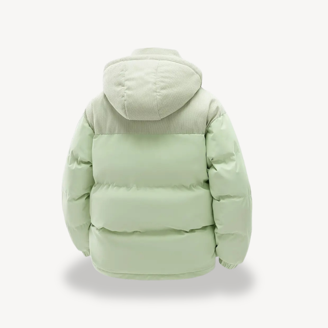Men's Puffer Jacket with Corduroy Hood | Loravelle
