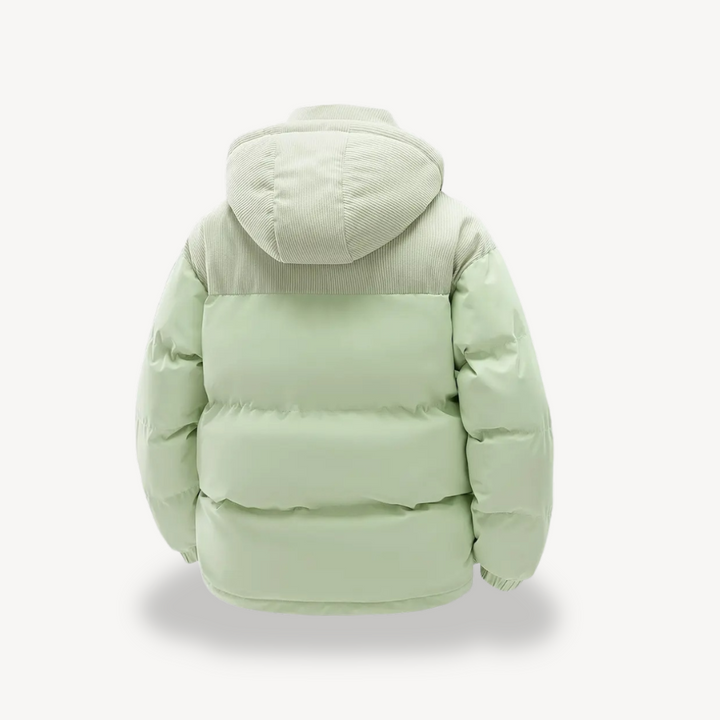 Men's Puffer Jacket with Corduroy Hood | Loravelle