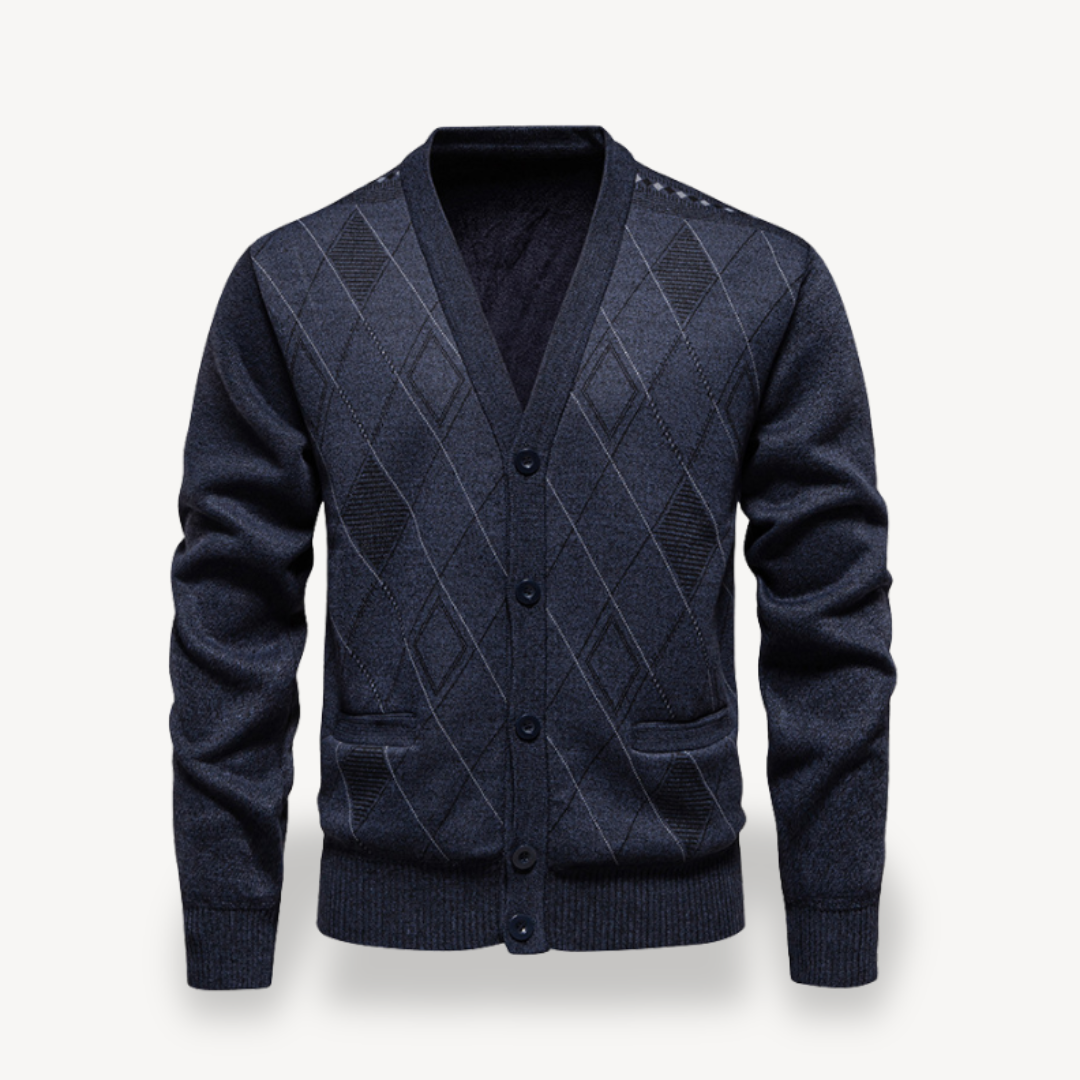 Diamond Knit Cardigan Sweater Men | Loravelle